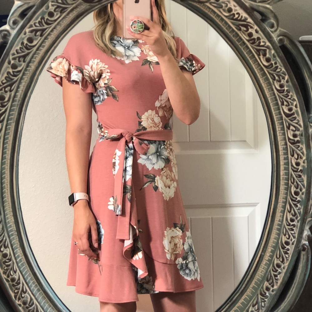 Pink floral dress